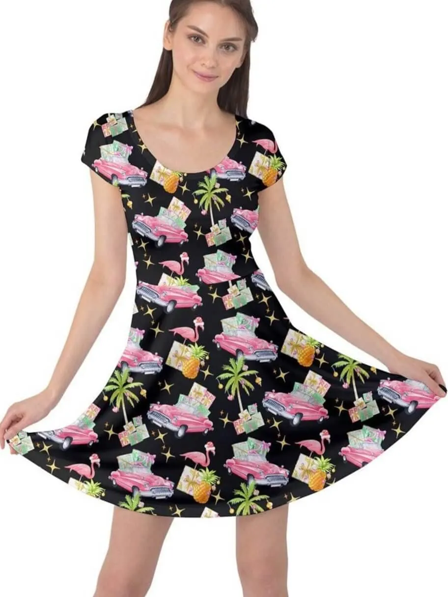 Tropical Christmas Cap Sleeve Dress [IN STOCK]