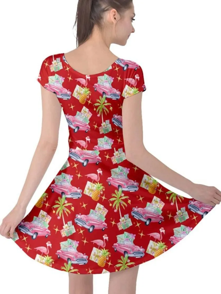 Tropical Christmas Cap Sleeve Dress