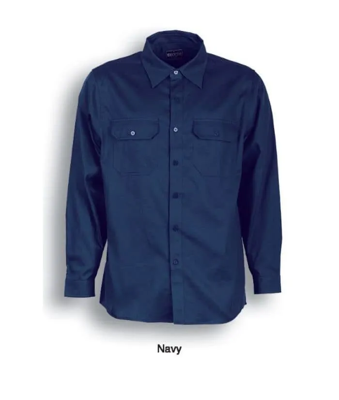 Unisex Cotton Drill, Long Sleeve Work Shirt