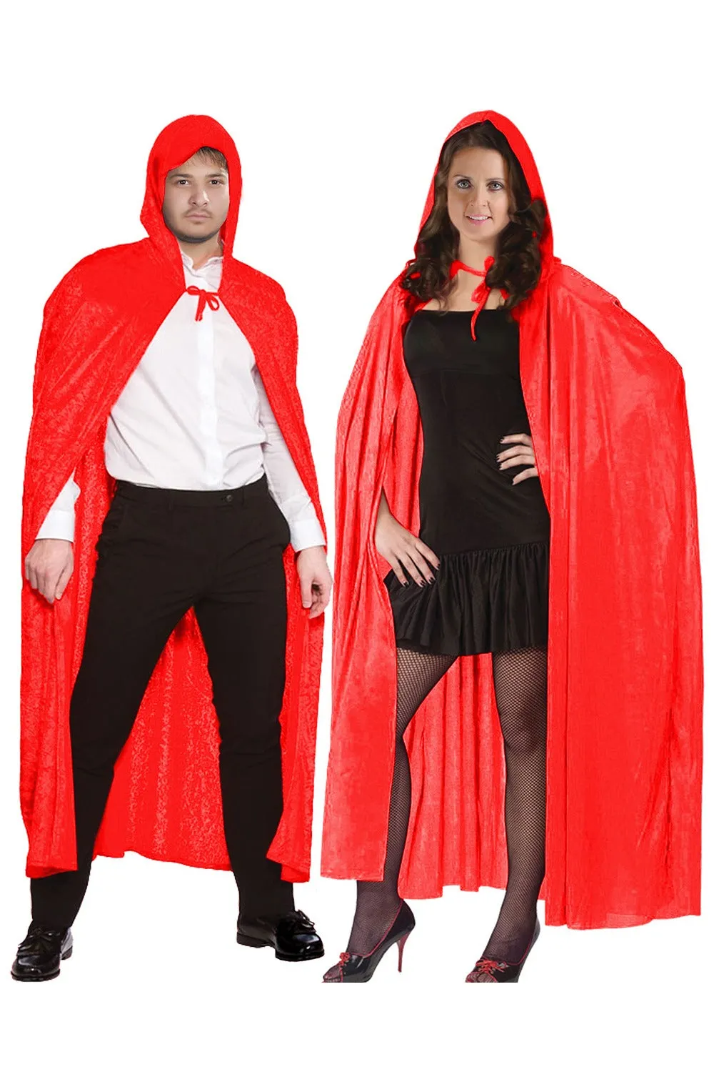 Unisex Red Satin Hooded Cape - Elegant Costume Accessory for Halloween