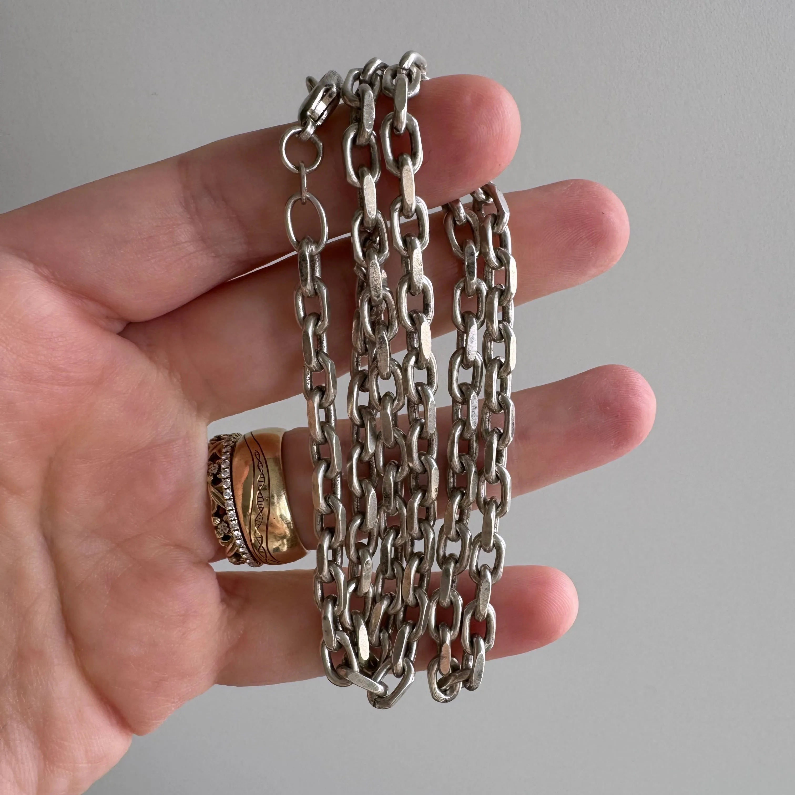 V I N T A G E // classic biker / sterling silver sturdy biker chain / 20", 28g