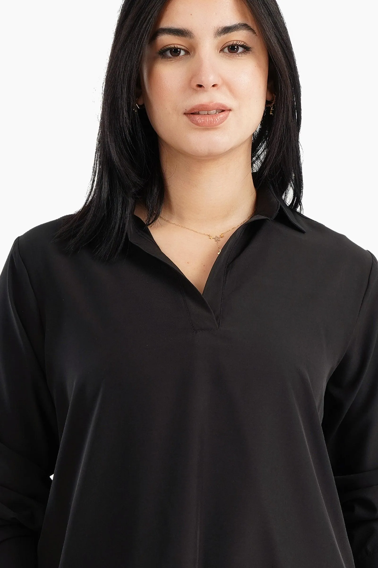 V-Neck Collared Blouse