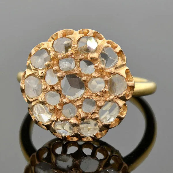 Victorian 18kt Rose Cut Diamond Cluster Ring 0.80ctw