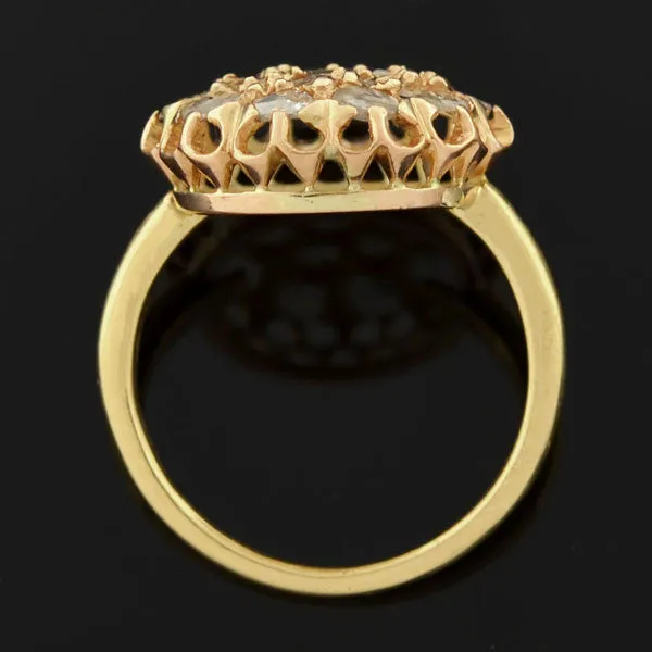 Victorian 18kt Rose Cut Diamond Cluster Ring 0.80ctw