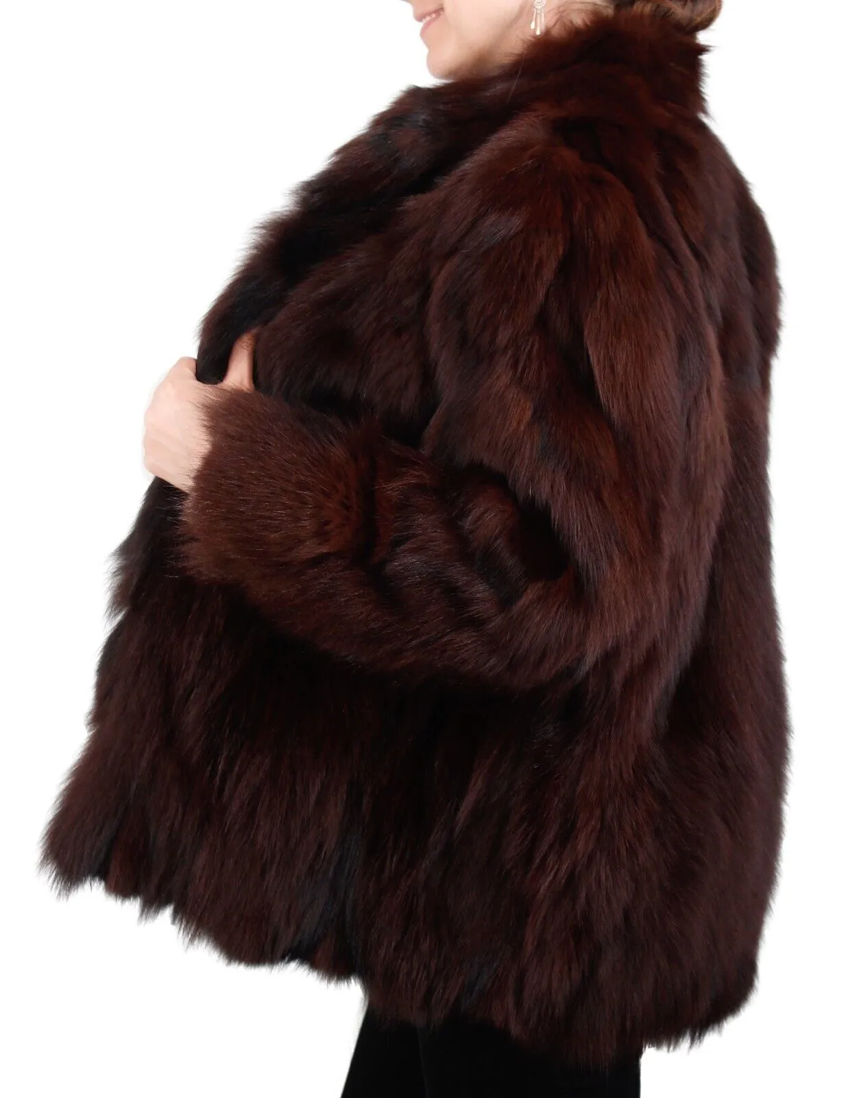 Vintage Brown Dyed Fox Fur Jacket -S/M