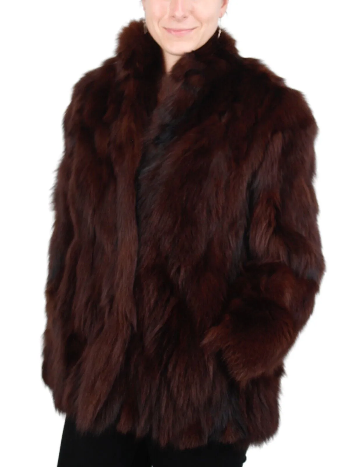 Vintage Brown Dyed Fox Fur Jacket -S/M