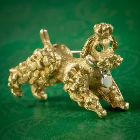 Vintage Poodle Dog Brooch Emerald Eyes 18ct Gold Circa 1960