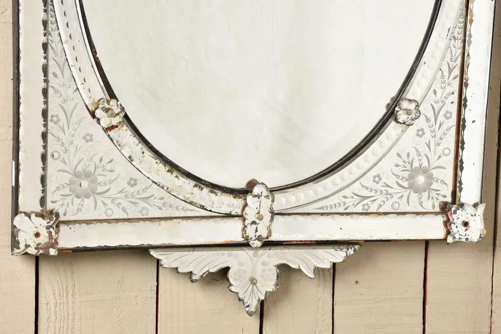 Vintage Venetian mirror with crest 49¼" x 27½"