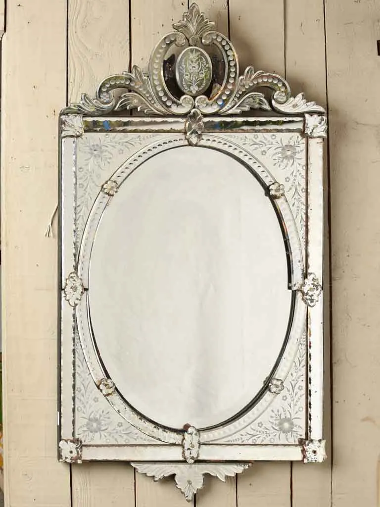 Vintage Venetian mirror with crest 49¼" x 27½"