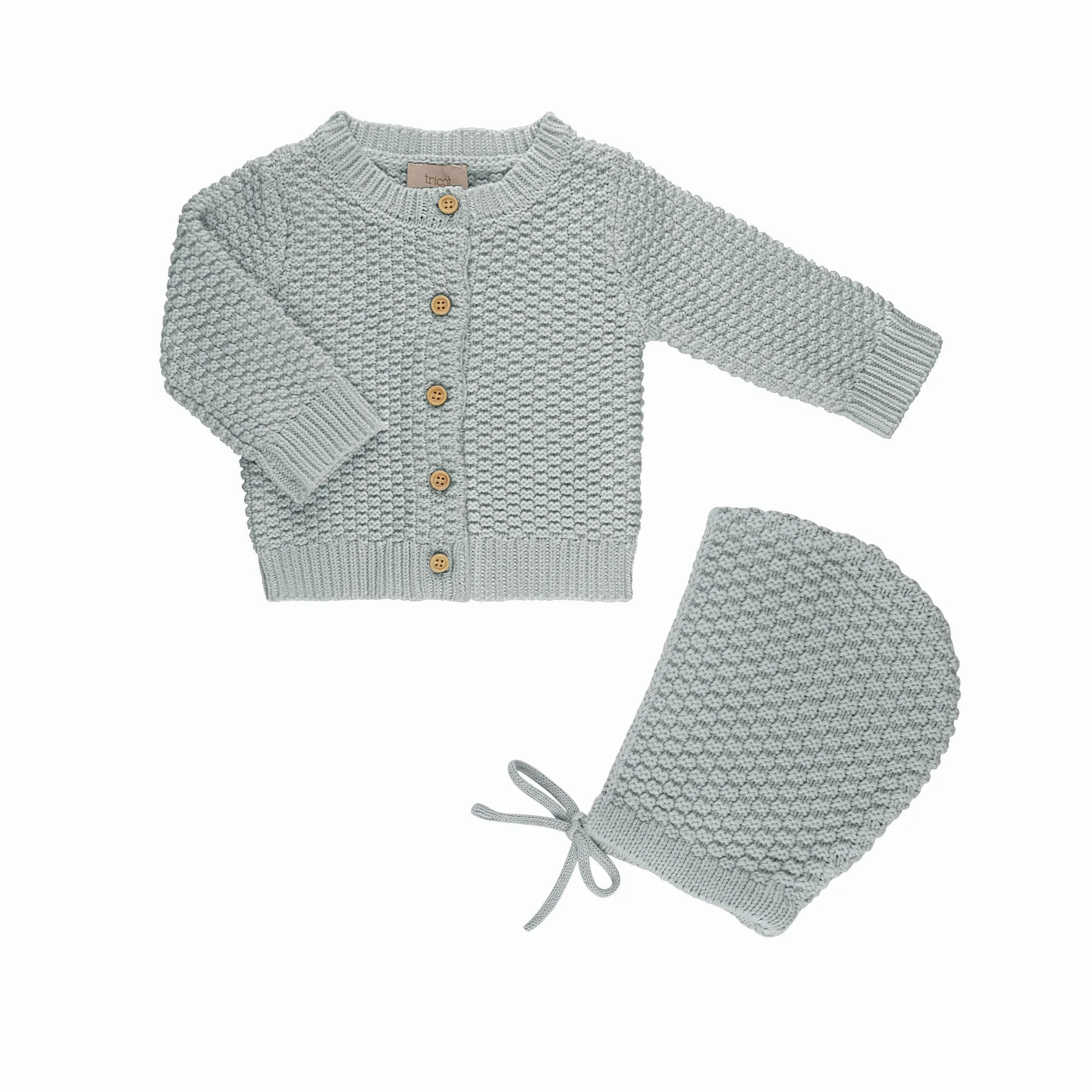 Waffle Knit Cardigan & Bonnet