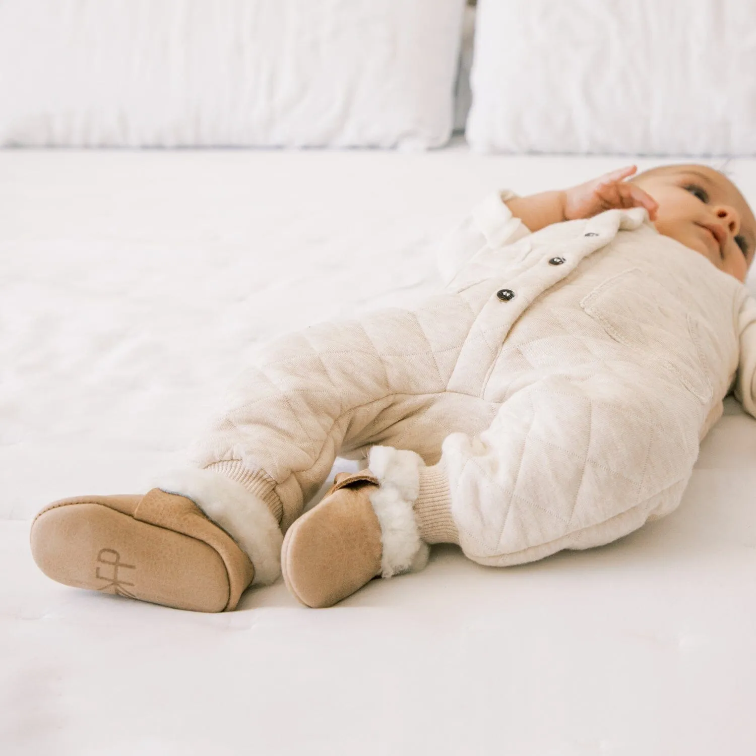 Weathered Brown Shearling Baby Shoe