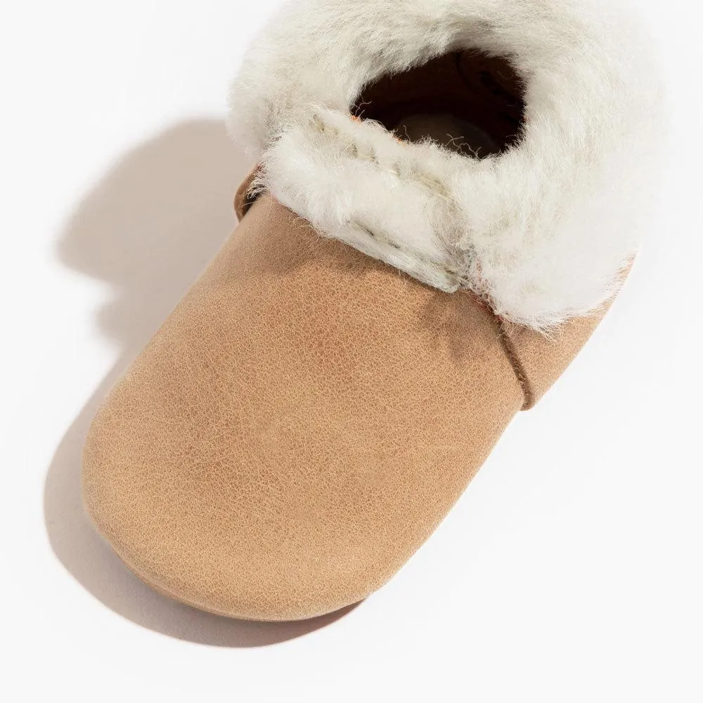 Weathered Brown Shearling Baby Shoe