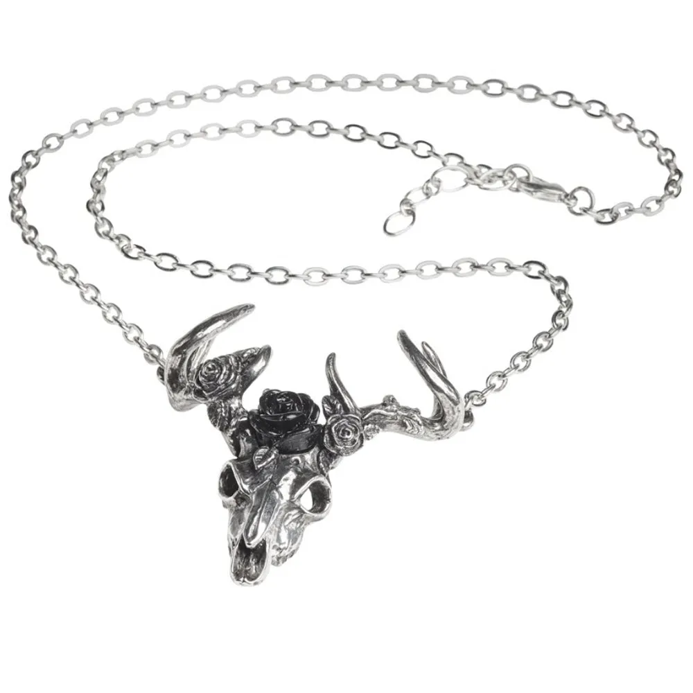 White Hart, Black Rose Pendant Necklace by Alchemy Gothic