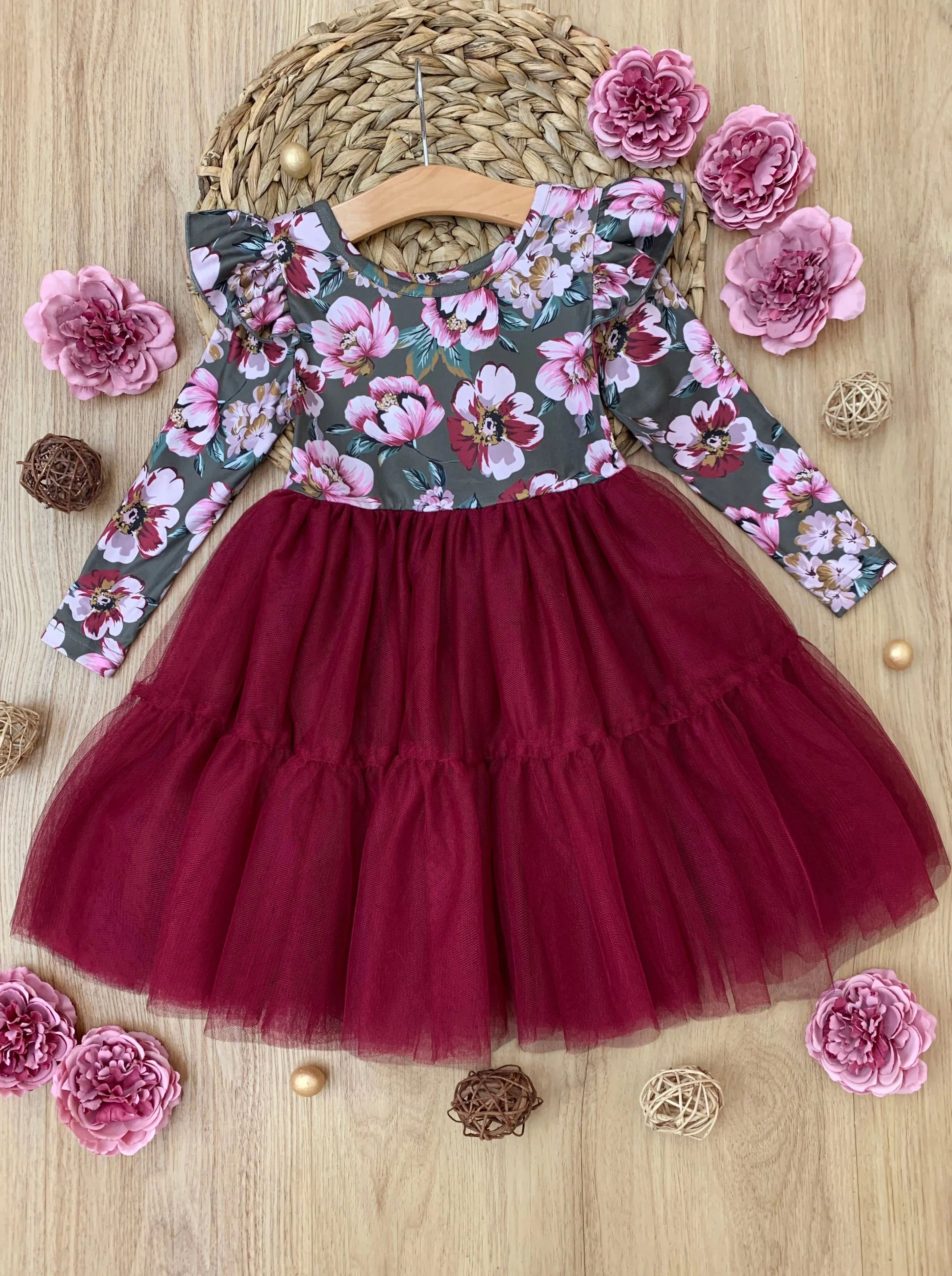 Winter Cherry Blossom Tutu Dress