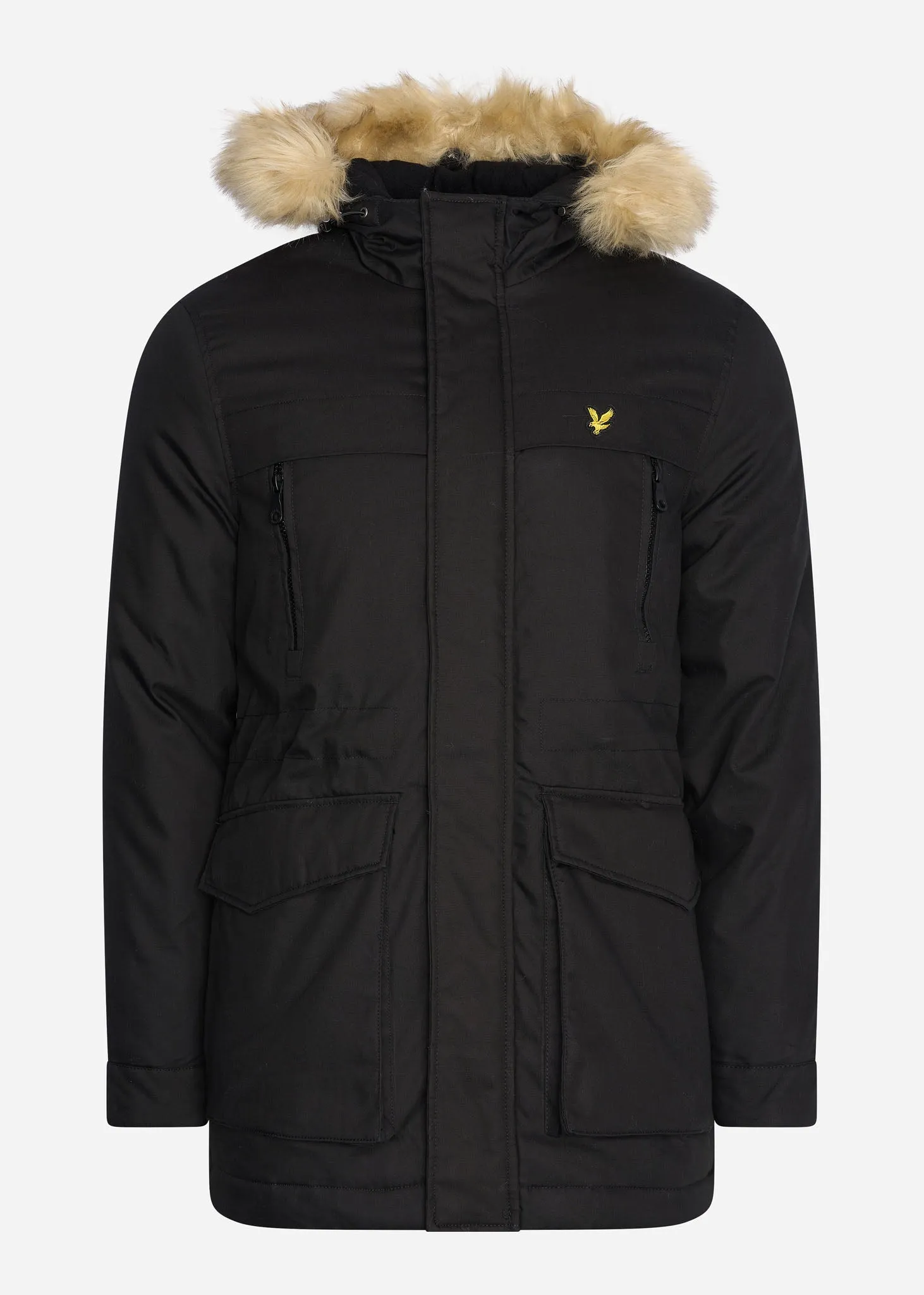 Winter weight micro fleece lined parka - jet black