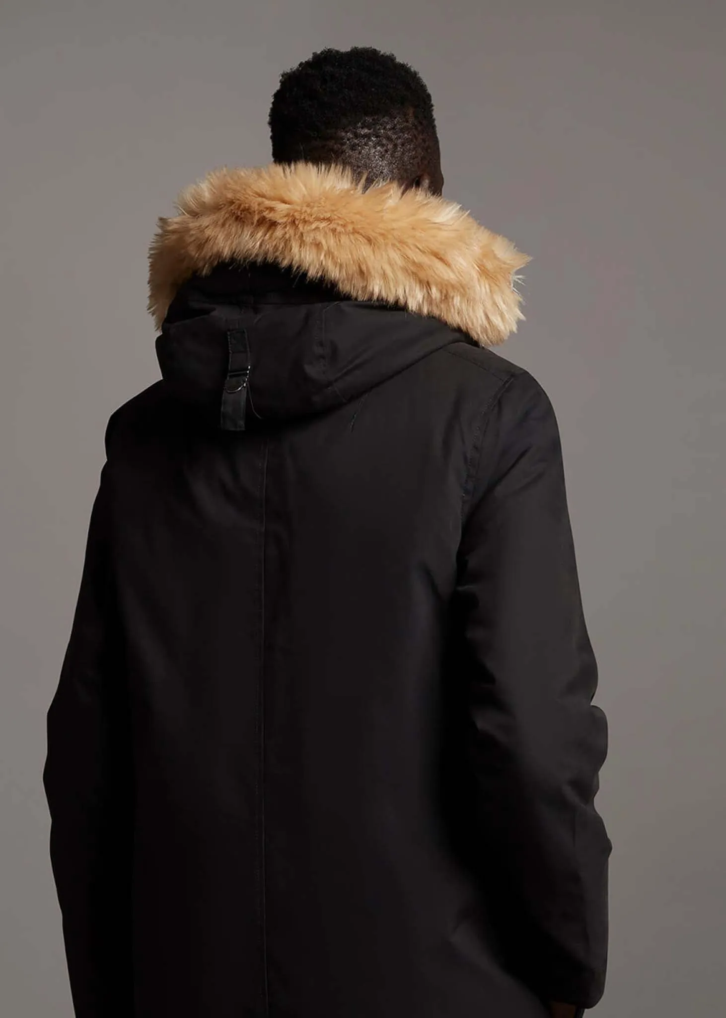 Winter weight micro fleece lined parka - jet black