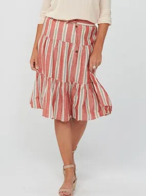 Woman Mid-calf Skirt Winter Skirt Stripes Skirt HAVANNA Skirt | Red Stripe