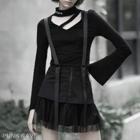 Women's Goth Multi-layered Mesh Suspender Skirt