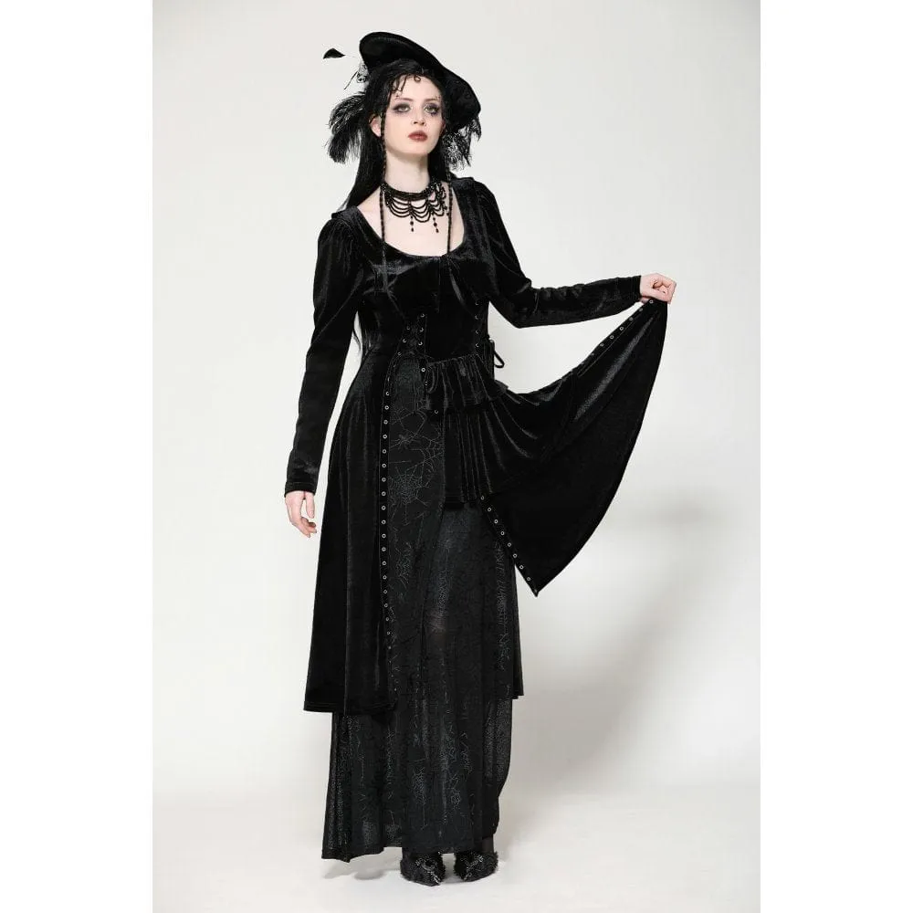 Women's Gothic Eyelets Side Slit Maxi Dresses