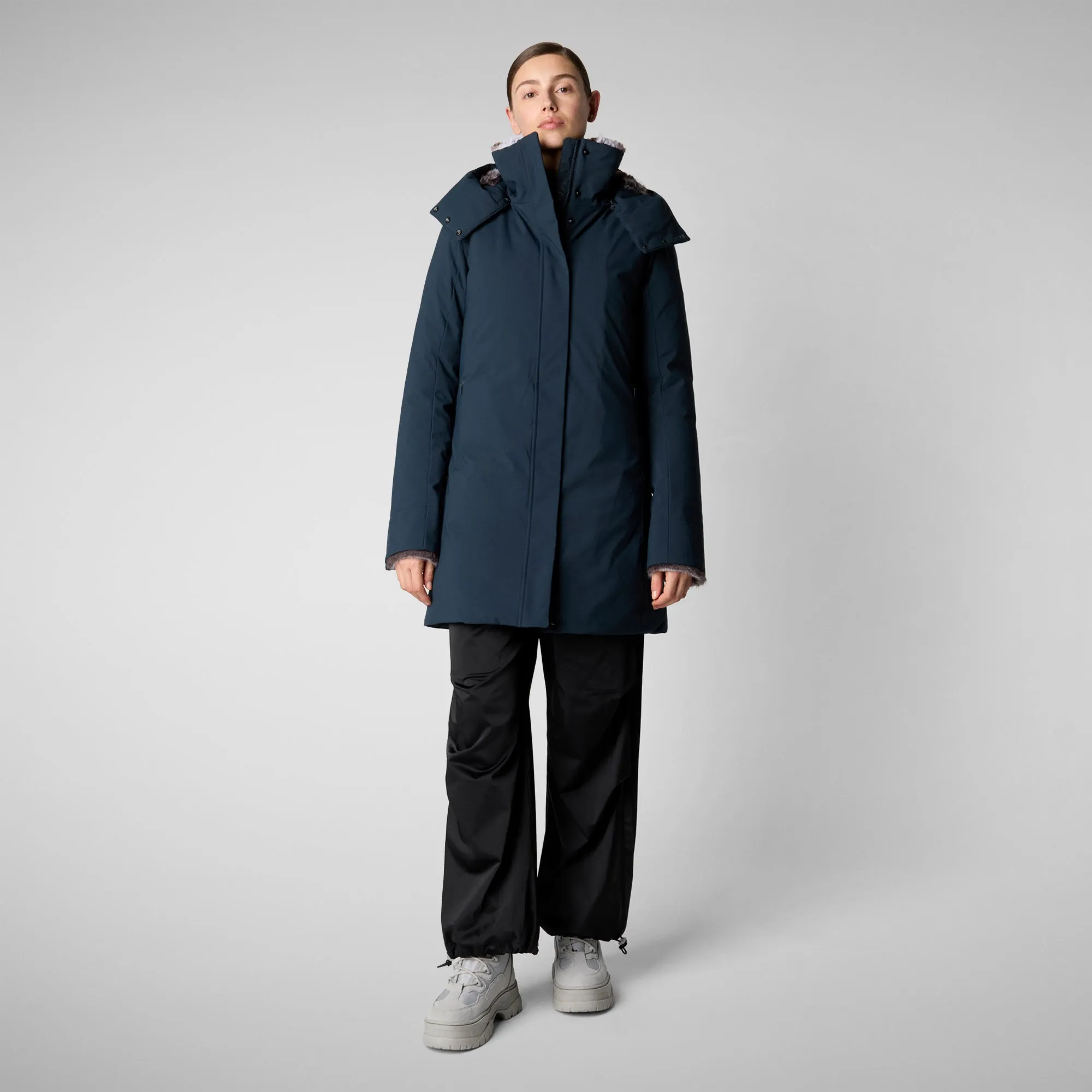 Women's hooded parka Samantah in blue black