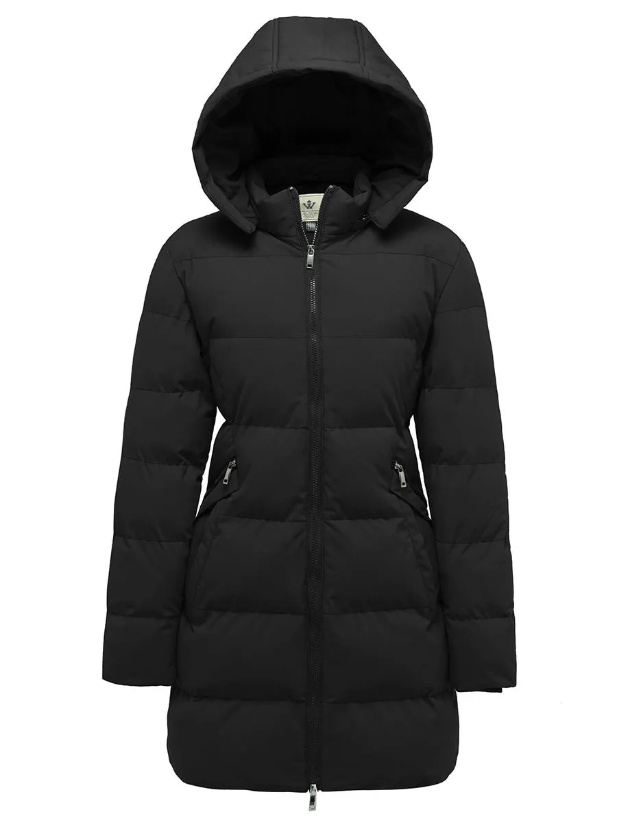 Women's Warm Thicken Parka Coat Winter Puffer Jacket with Removable Hood