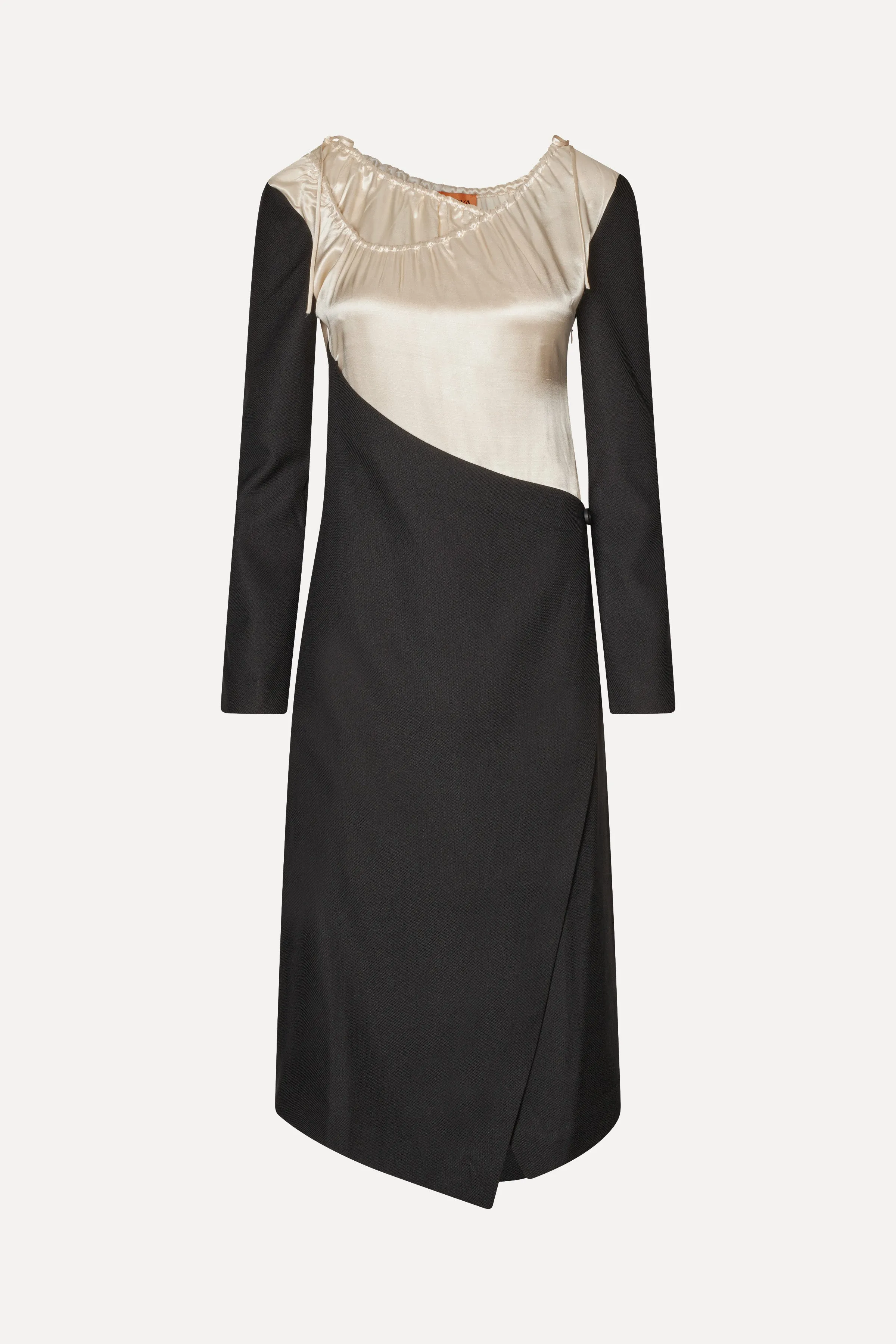 Wrap Midi Dress - Black / Butter Milk