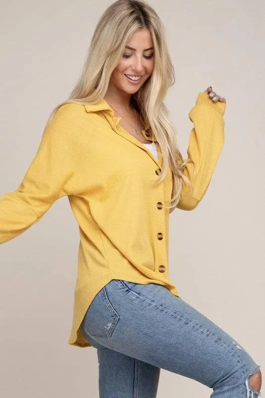 Yellow long sleeve button-down shirt