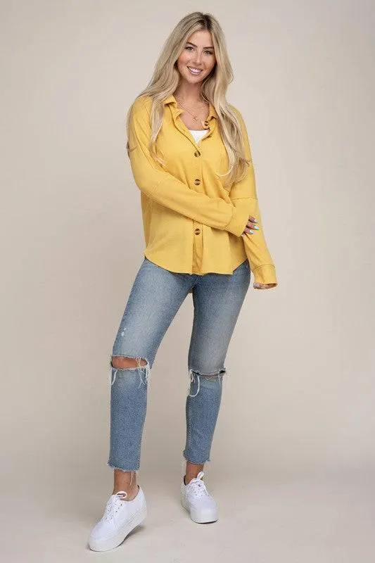 Yellow long sleeve button-down shirt