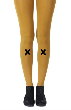 Zohara "If You Like PiÃ±a Coladas" Mustard Print Tights